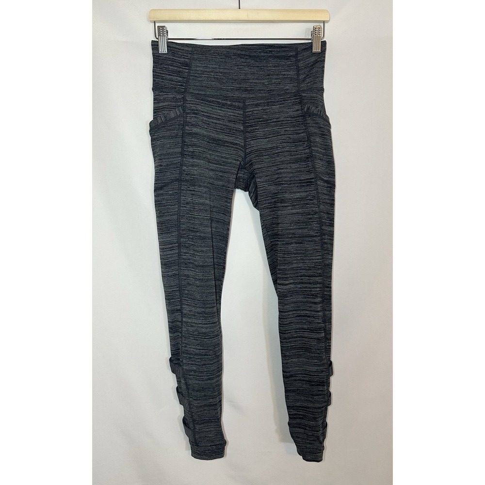 Athleta Chaturanga Tight Women's MEDIUM Heathered Gray Cutout‎ Leggings Pockets